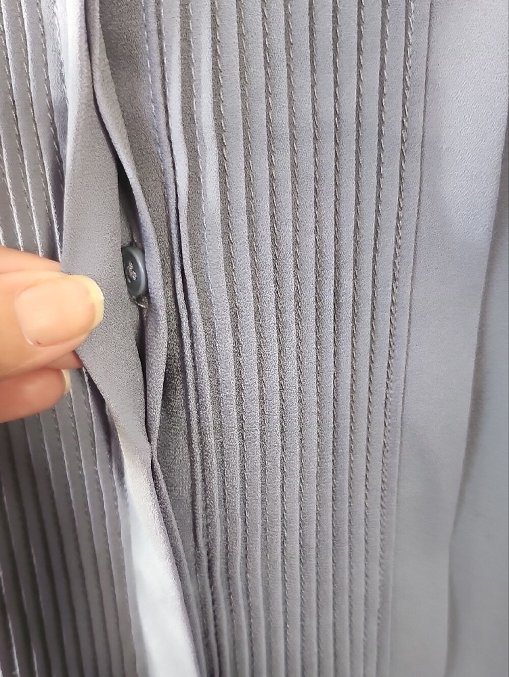 Banana Republic Light Blue Pintuck-Front Long Sleeve Blouse - Picture 7 of 12